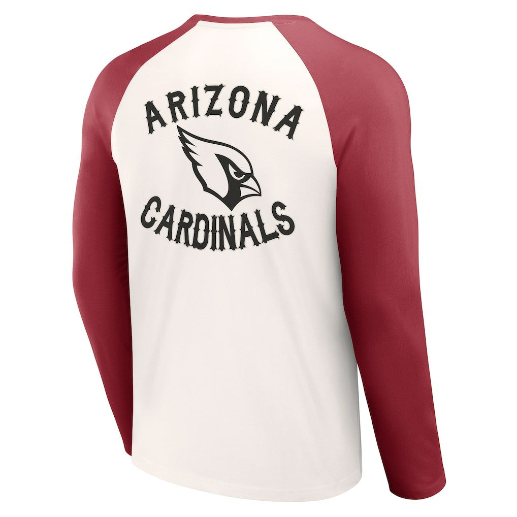 Arizona Cardinals NFL x Darius Rucker Collection Long Sleeve Raglan T-Shirt - Cream/Cardinal on sale