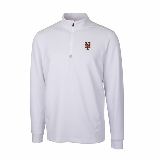 New York Mets Cutter & Buck Traverse Stretch Quarter-Zip Pullover Top - White