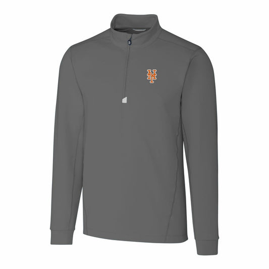 New York Mets Cutter & Buck Traverse Stretch Quarter-Zip Pullover Top - Gray