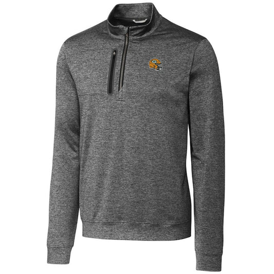 Green Bay Packers Cutter & Buck Helmet Stealth Heathered Quarter-Zip Pullover Top - Gray outlet