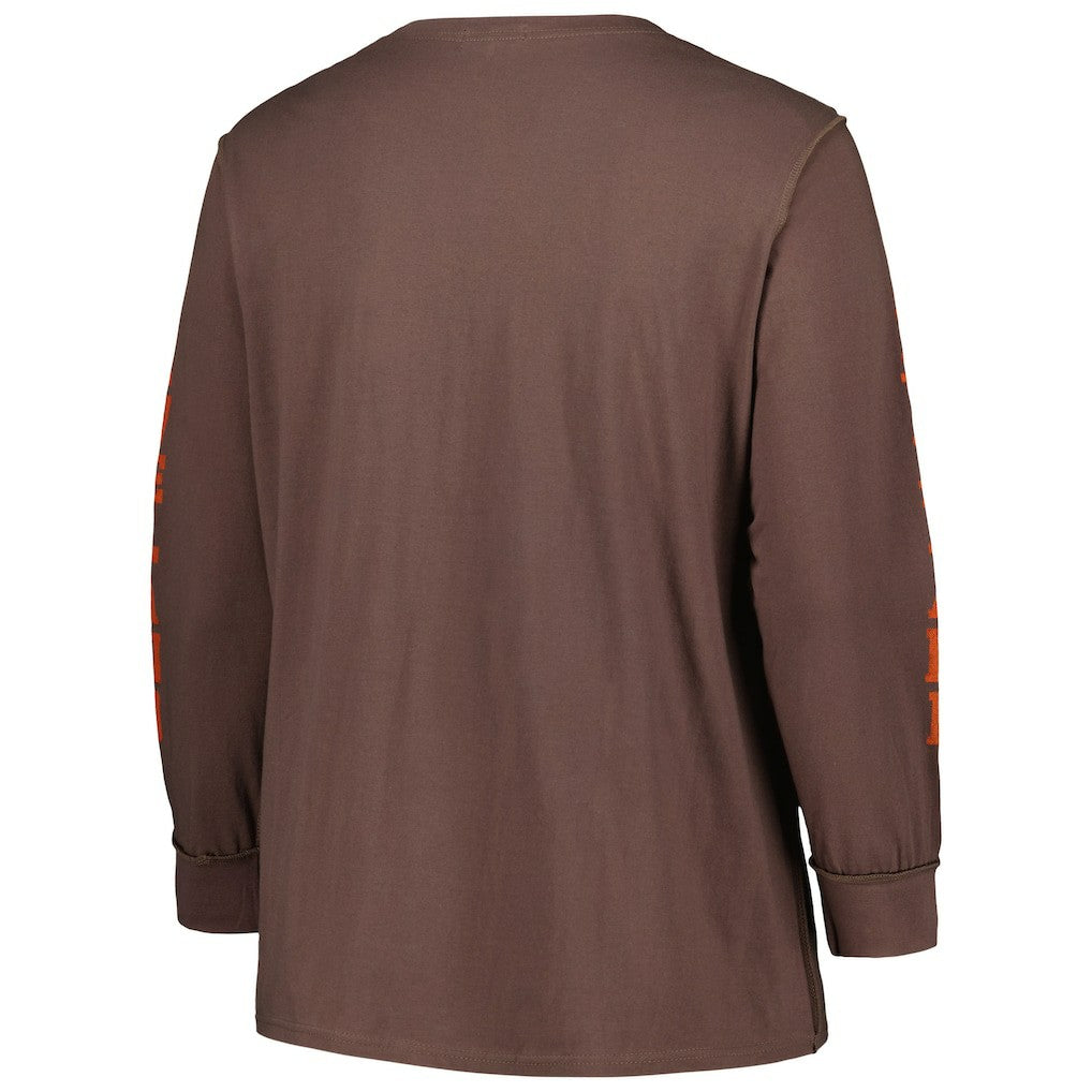Cleveland Browns '47 Women's Plus Size Honey Cat SOA Long Sleeve T-Shirt - Brown on sale