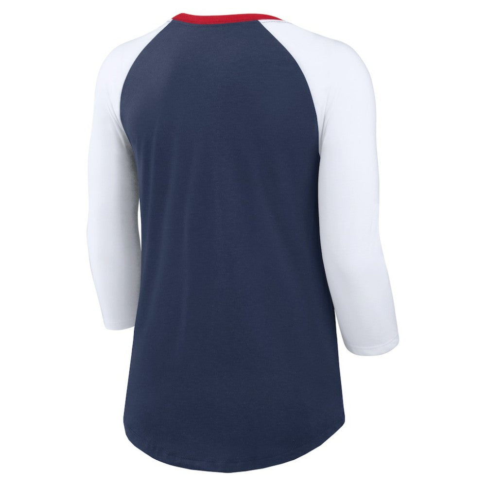 Atlanta Braves Women's Knockout Arch 3/4-Sleeve Raglan Tri-Blend T-Shirt - Navy/White | Nike