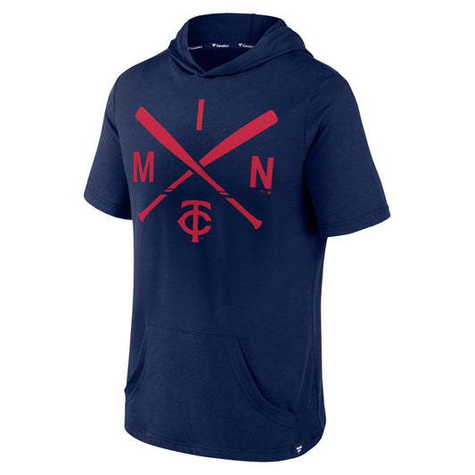 Minnesota Twins Iconic Rebel Short Sleeve Hooded Top - Navy