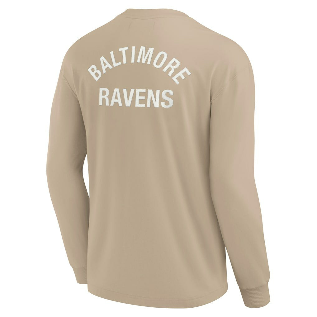 Baltimore Ravens Unisex Elements Super Soft Long Sleeve T-Shirt - Khaki on sale