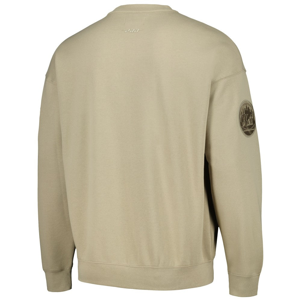 New York Mets Pro Standard Neutral Drop Shoulder Pullover Sweatshirt - Pewter