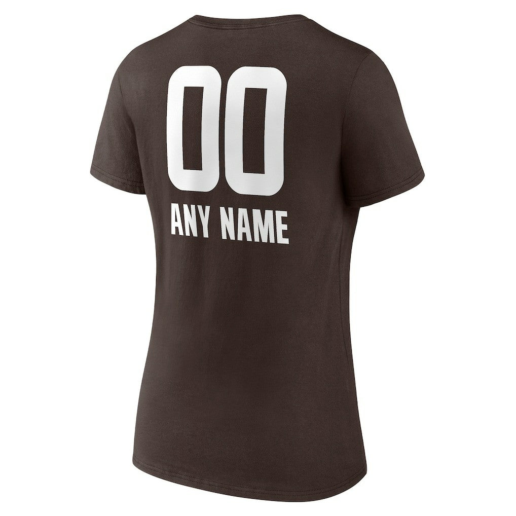 Cleveland Browns Women's Personalized Name & Number Team Wordmark V-Neck T-Shirt - Brown cheap