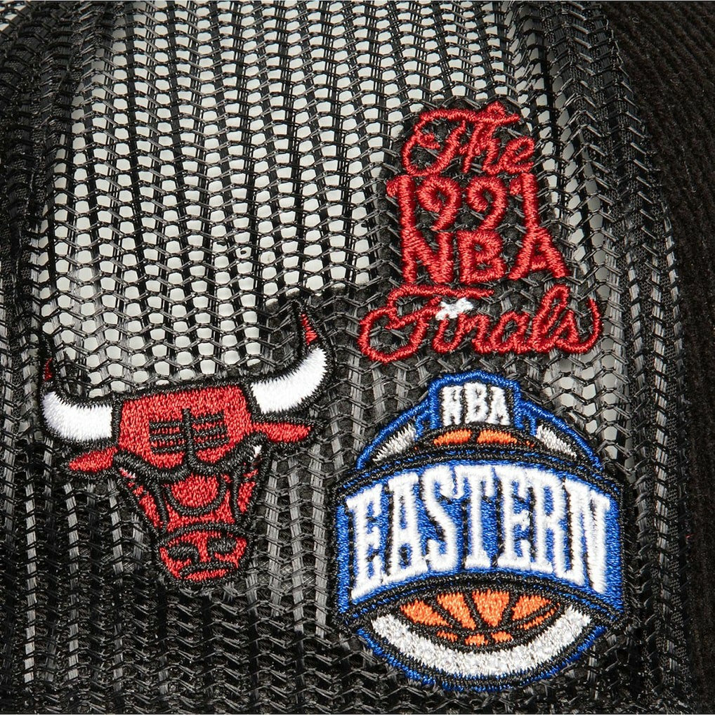 Chicago Bulls Times Up Classic Script Cord Trucker Hat - Black | Mitchell & Ness on sale