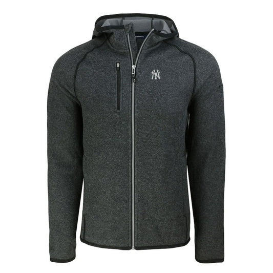 New York Yankees Cutter & Buck Mainsail Full-Zip Hooded Jacket - Heather Charcoal