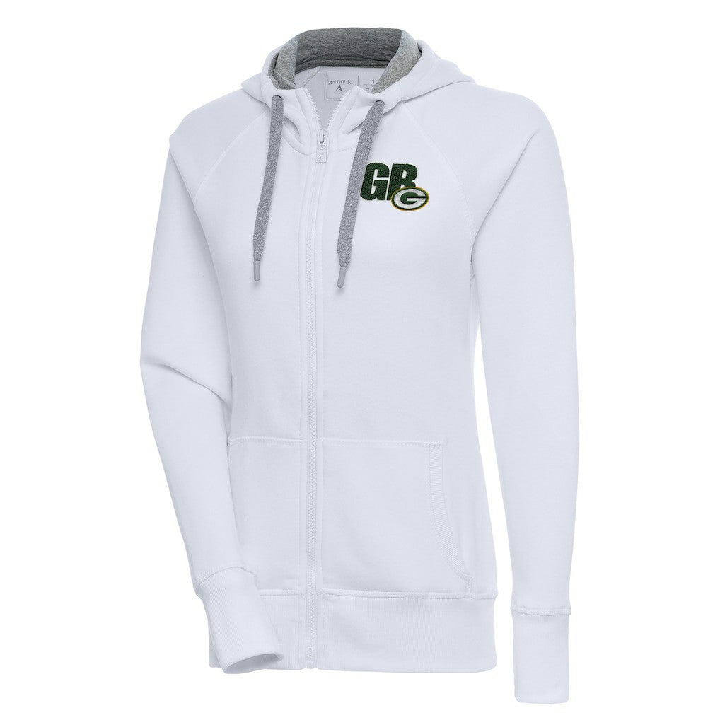 Green Bay Packers Antigua Women's Victory Full-Zip Hoodie - White on sale