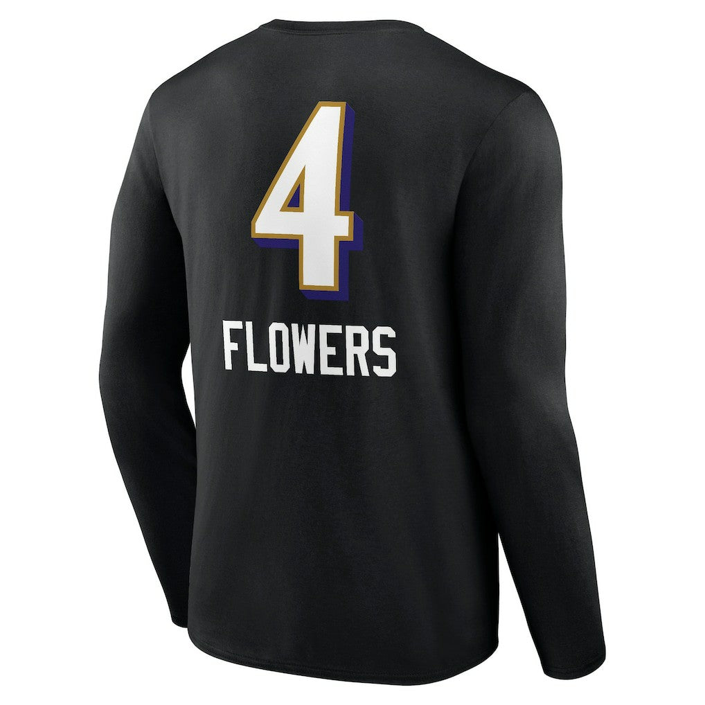 Zay Flowers Baltimore Ravens Team Wordmark Player Name & Number Long Sleeve T-Shirt - Black on sale