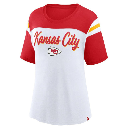 Kansas City Chiefs Women's Cheer Chant Fashion Crop Top - White/Red sale