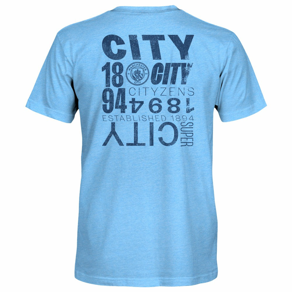 Manchester City 1863FC Front Back Text Twisted Tri-Blend Slub T-Shirt - Sky Blue shop
