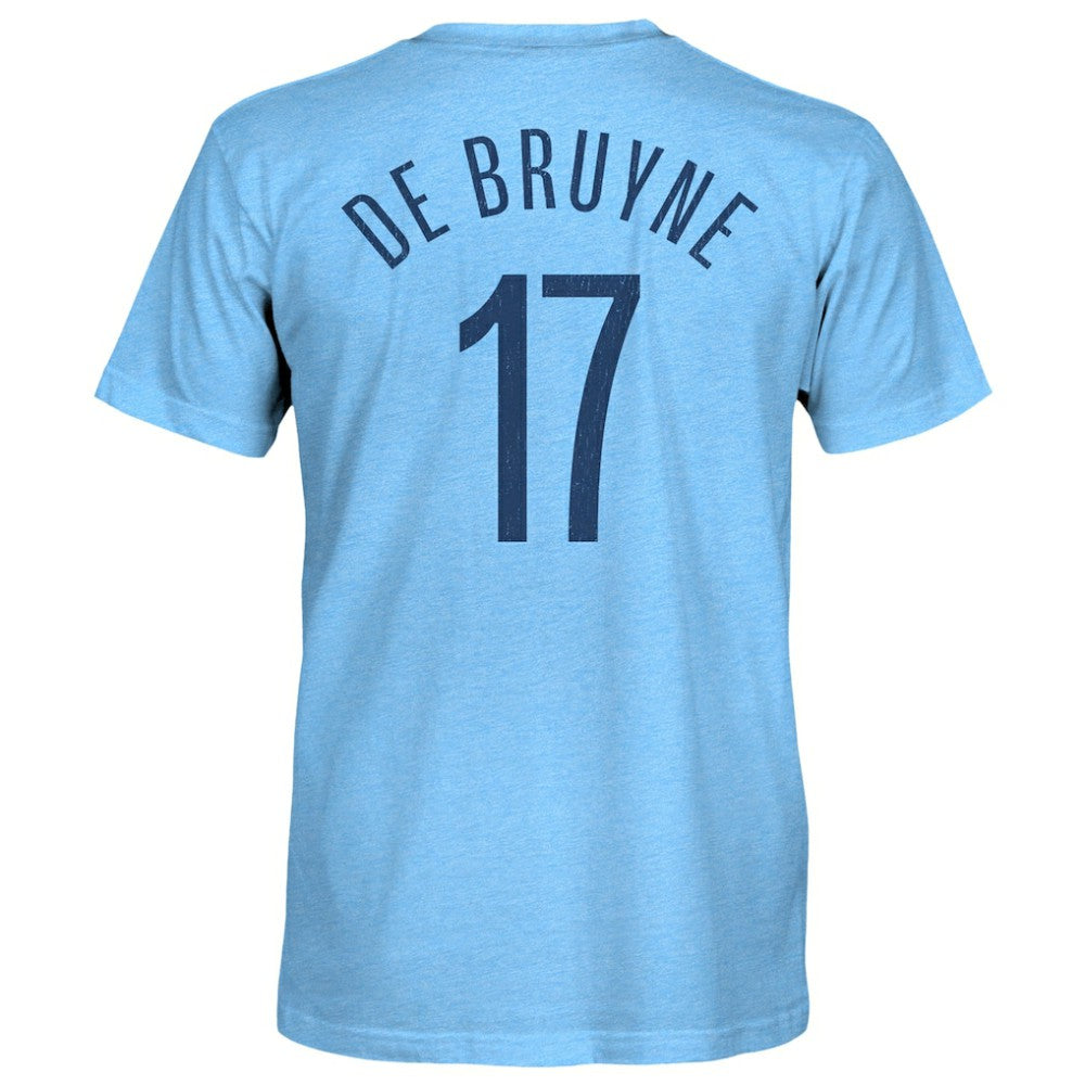 Kevin De Bruyne Manchester City 1863FC Player Name & Number Twisted Tri-Blend Slub T-Shirt - Sky Blue for sale