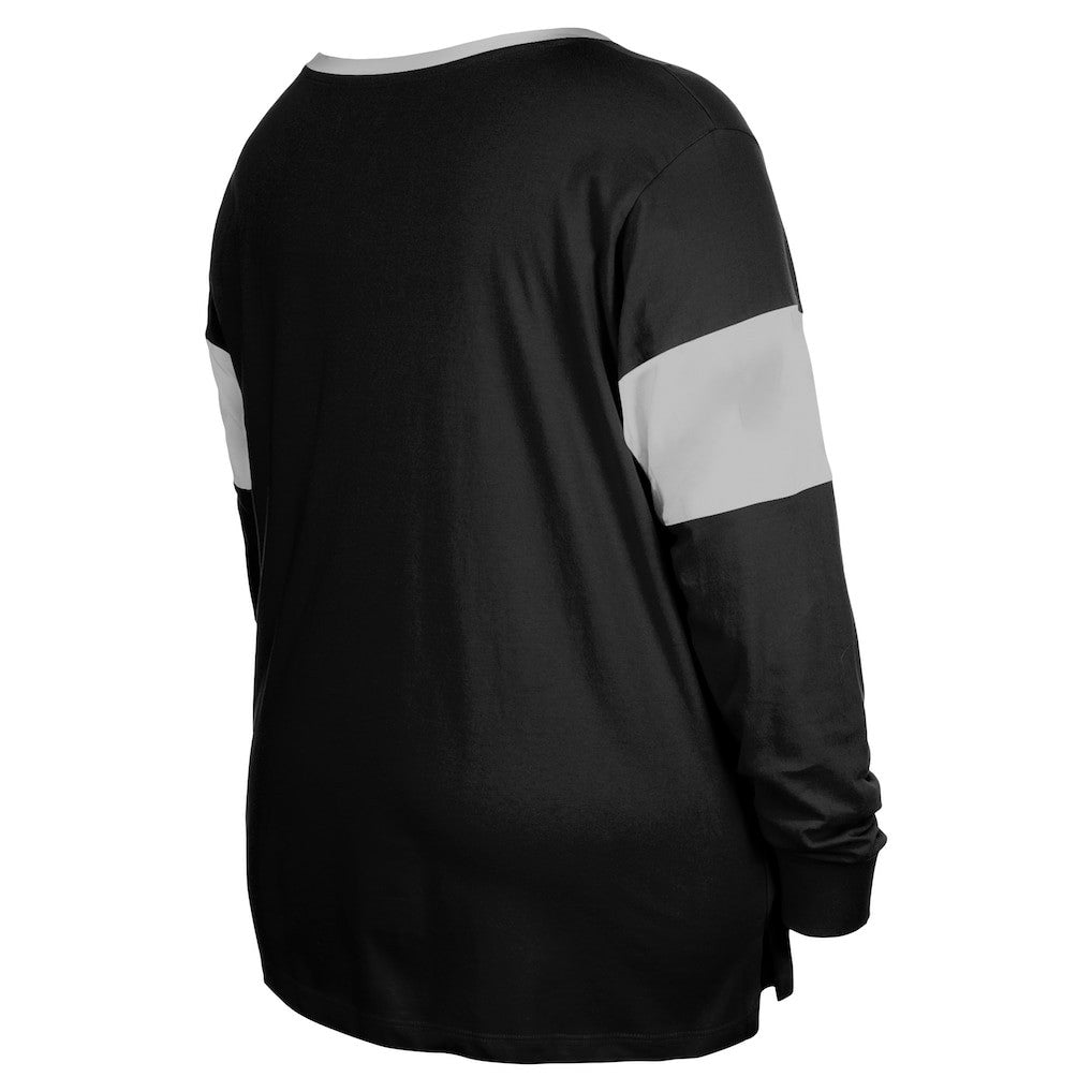 Las Vegas Raiders New Era Women's Plus Size Lace-Up Notch Neck Long Sleeve T-Shirt - Black sale