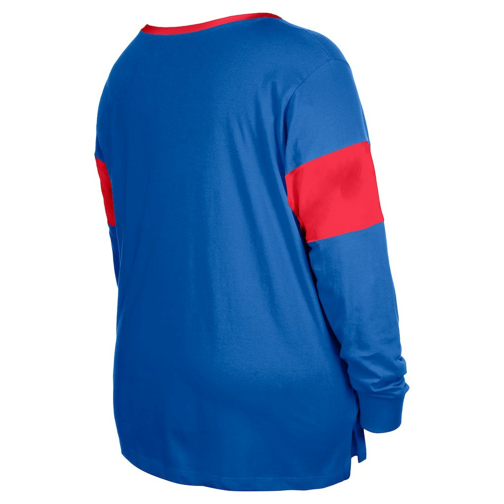 Buffalo Bills New Era Women's Plus Size Lace-Up Notch Neck Long Sleeve T-Shirt - Royal for sale
