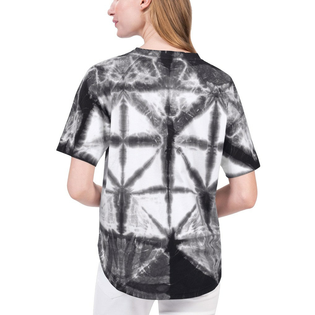 Brooklyn Nets G-III 4Her by Carl Banks Women's Tournament Raglan Oversized Tie-Dye V-Neck T-Shirt - Black shop