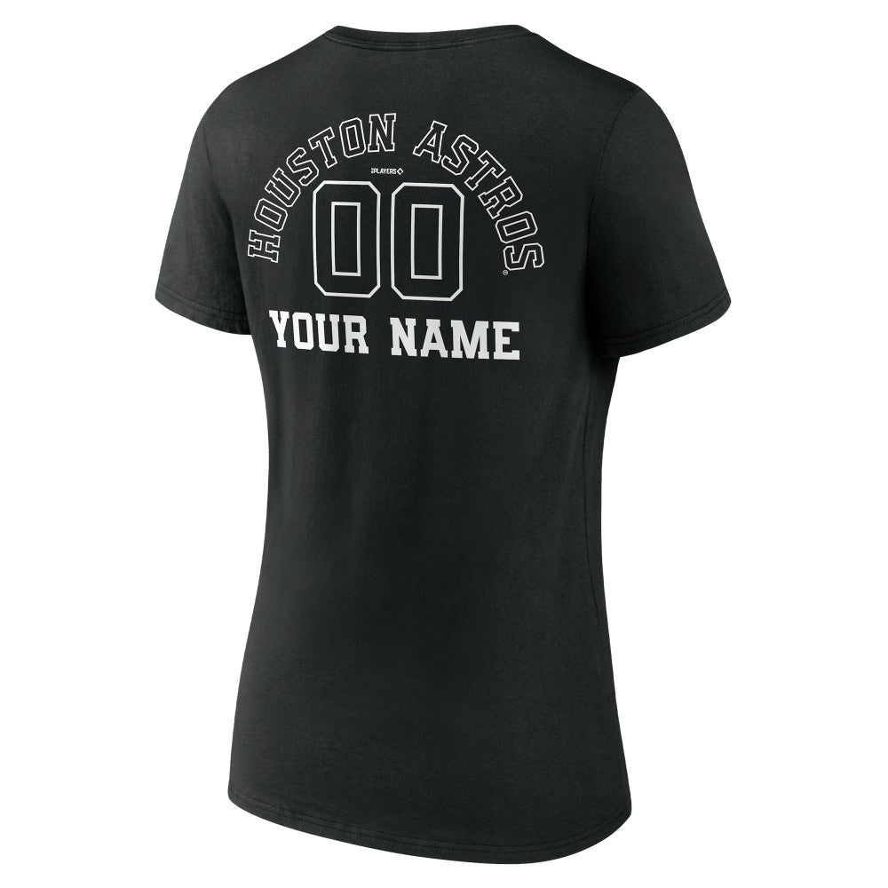 Houston Astros Women's Monochrome Personalized Name & Number V-Neck T-Shirt - Black