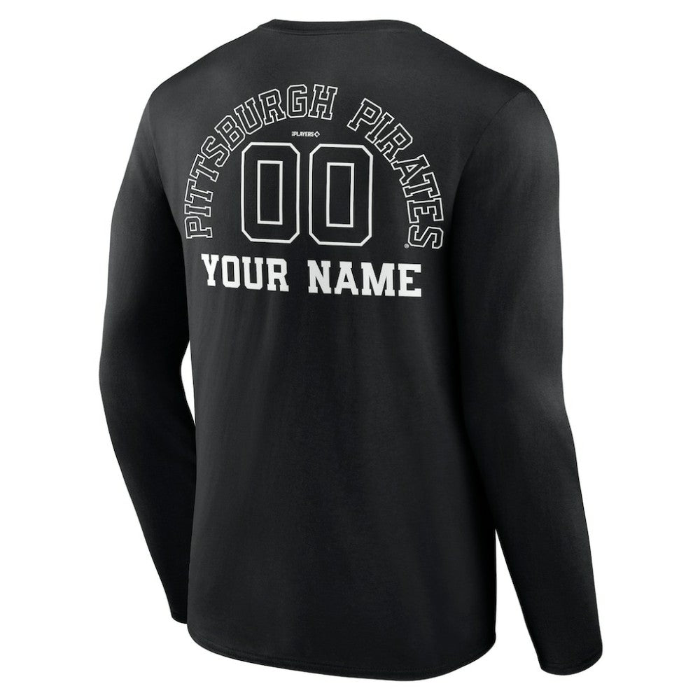 Pittsburgh Pirates Monochrome Personalized Name & Number Long Sleeve T-Shirt - Black