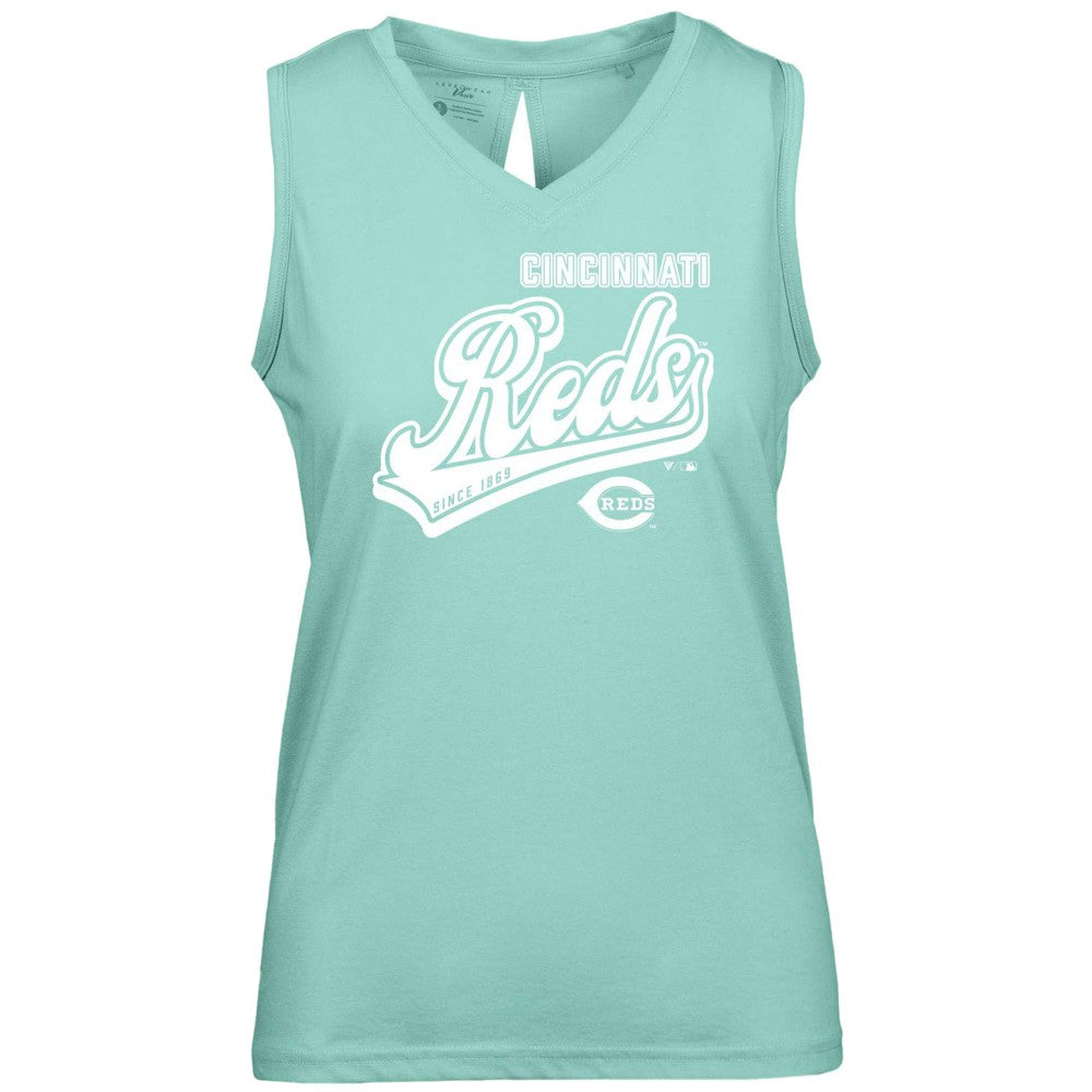 Cincinnati Reds Levelwear Women's Paisley Sweep V-Neck Tank Top - Mint