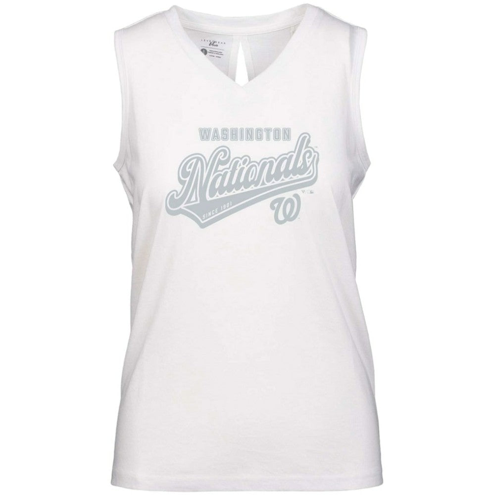 Washington Nationals Levelwear Women's Paisley Sweep V-Neck Tank Top - White