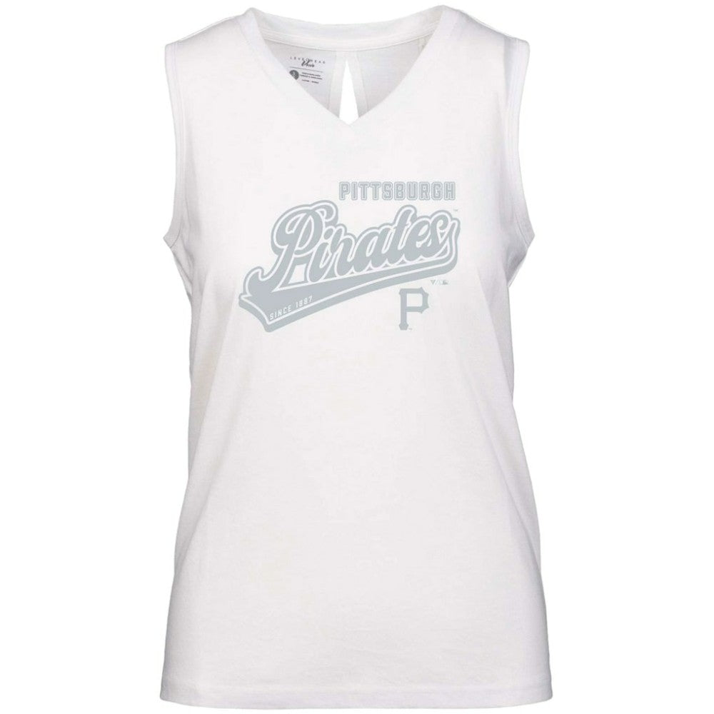Pittsburgh Pirates Levelwear Women's Paisley Sweep V-Neck Tank Top - White