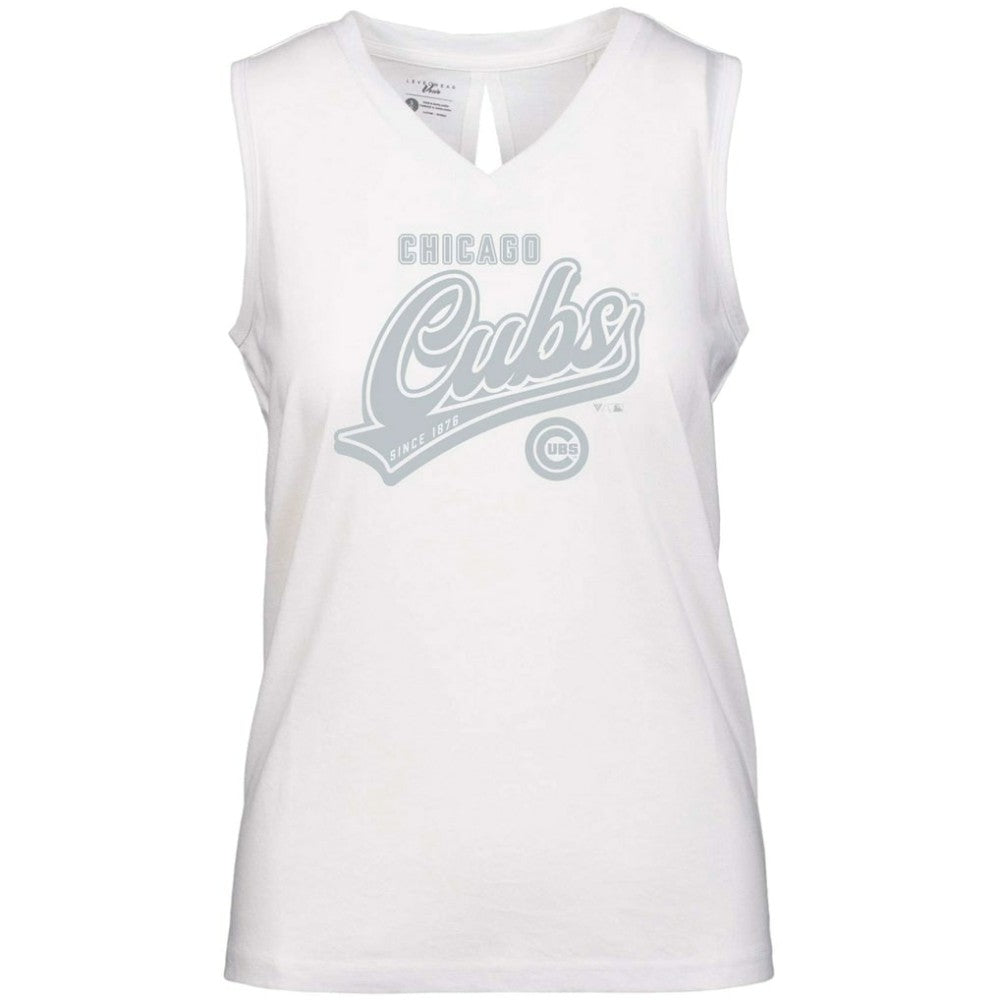 Chicago Cubs Levelwear Women's Paisley Sweep V-Neck Tank Top - White