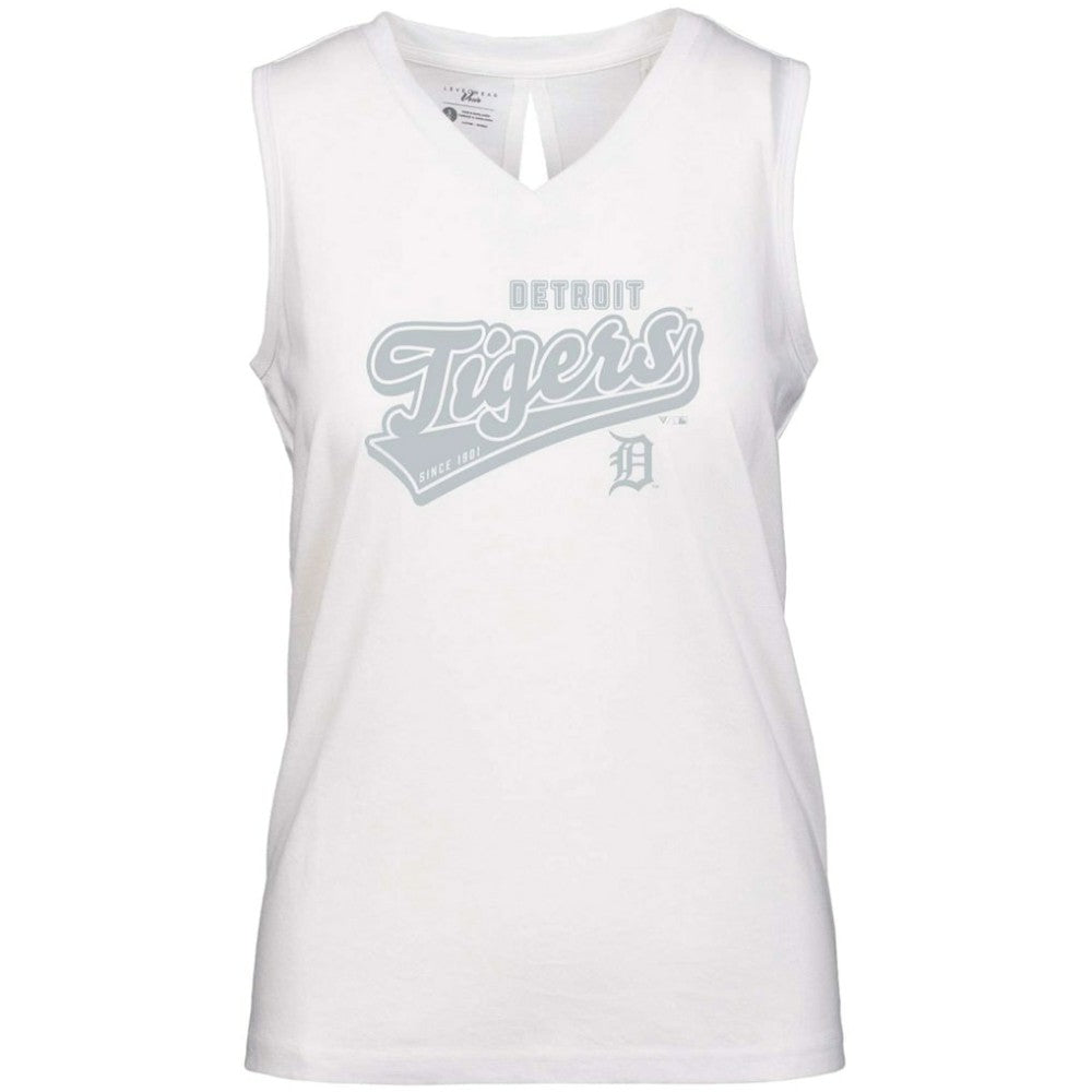 Detroit Tigers Levelwear Women's Paisley Sweep V-Neck Tank Top - White