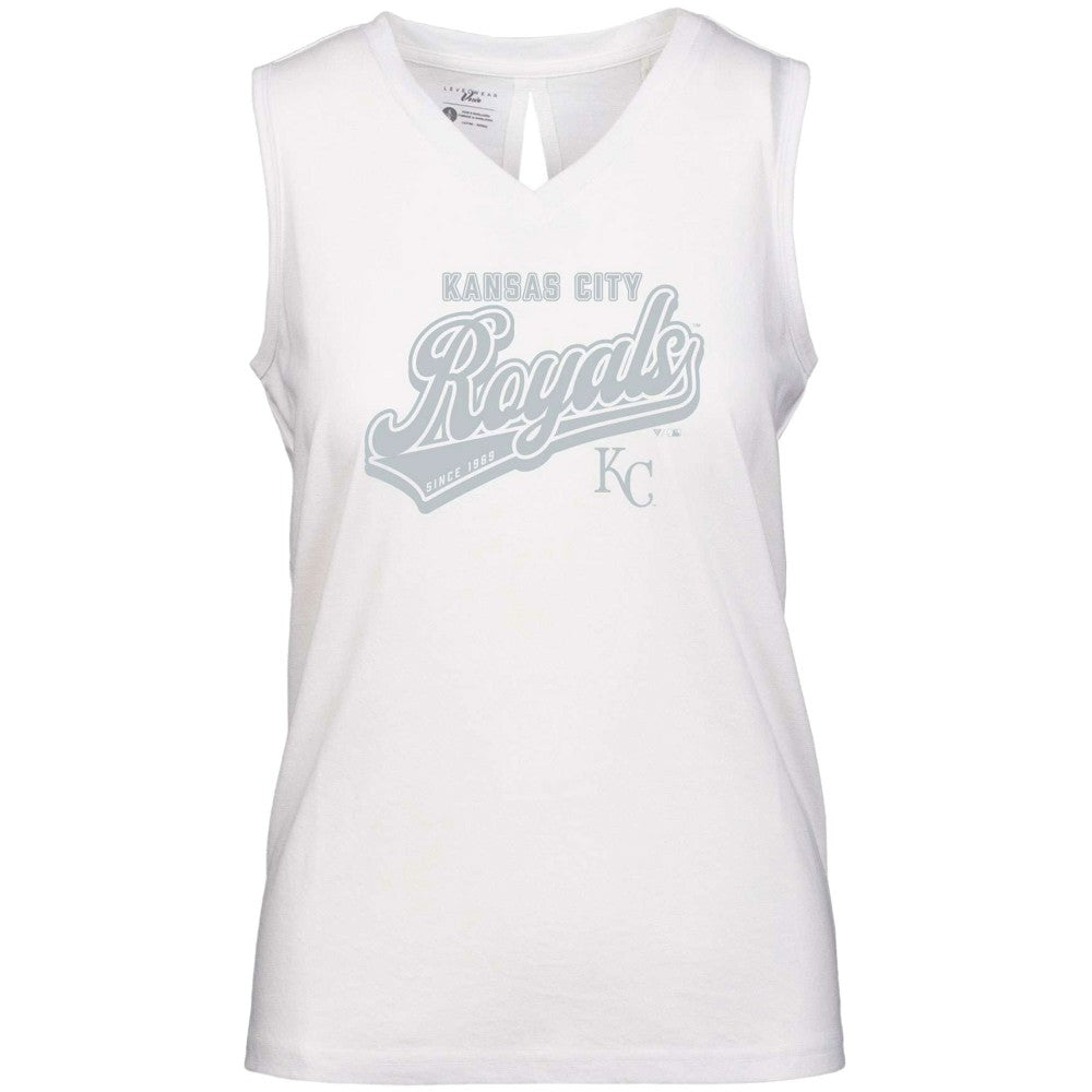 Kansas City Royals Levelwear Women's Paisley Sweep V-Neck Tank Top - White