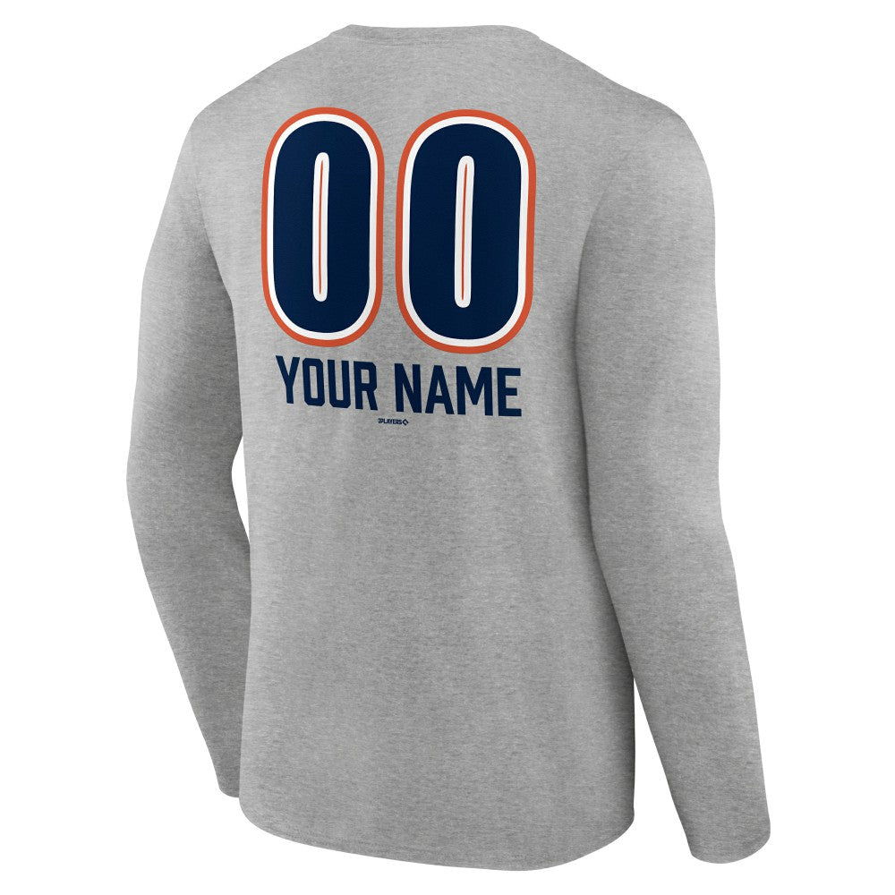 Houston Astros Personalized Name & Number Fastball Long Sleeve T-Shirt - Gray