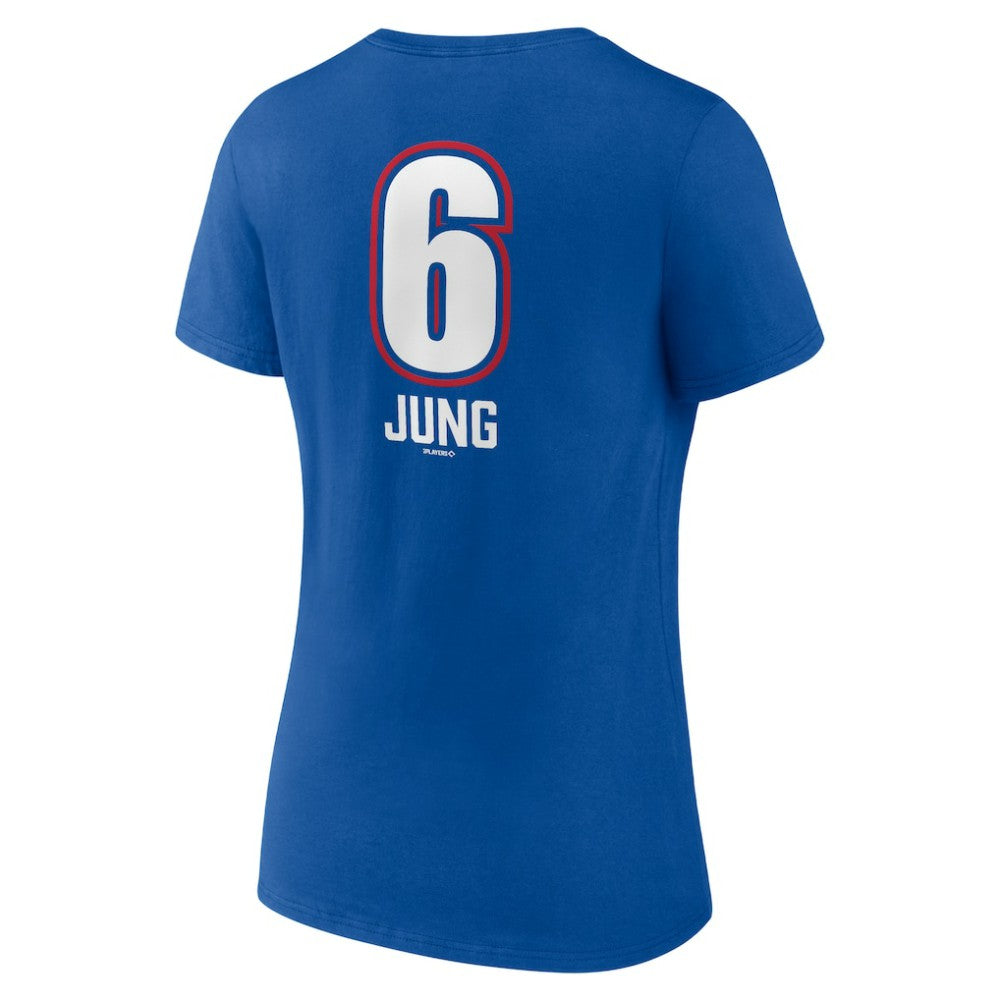 Josh Jung Texas Rangers Women's Fastball Player Name & Number V-Neck T-Shirt - Royal