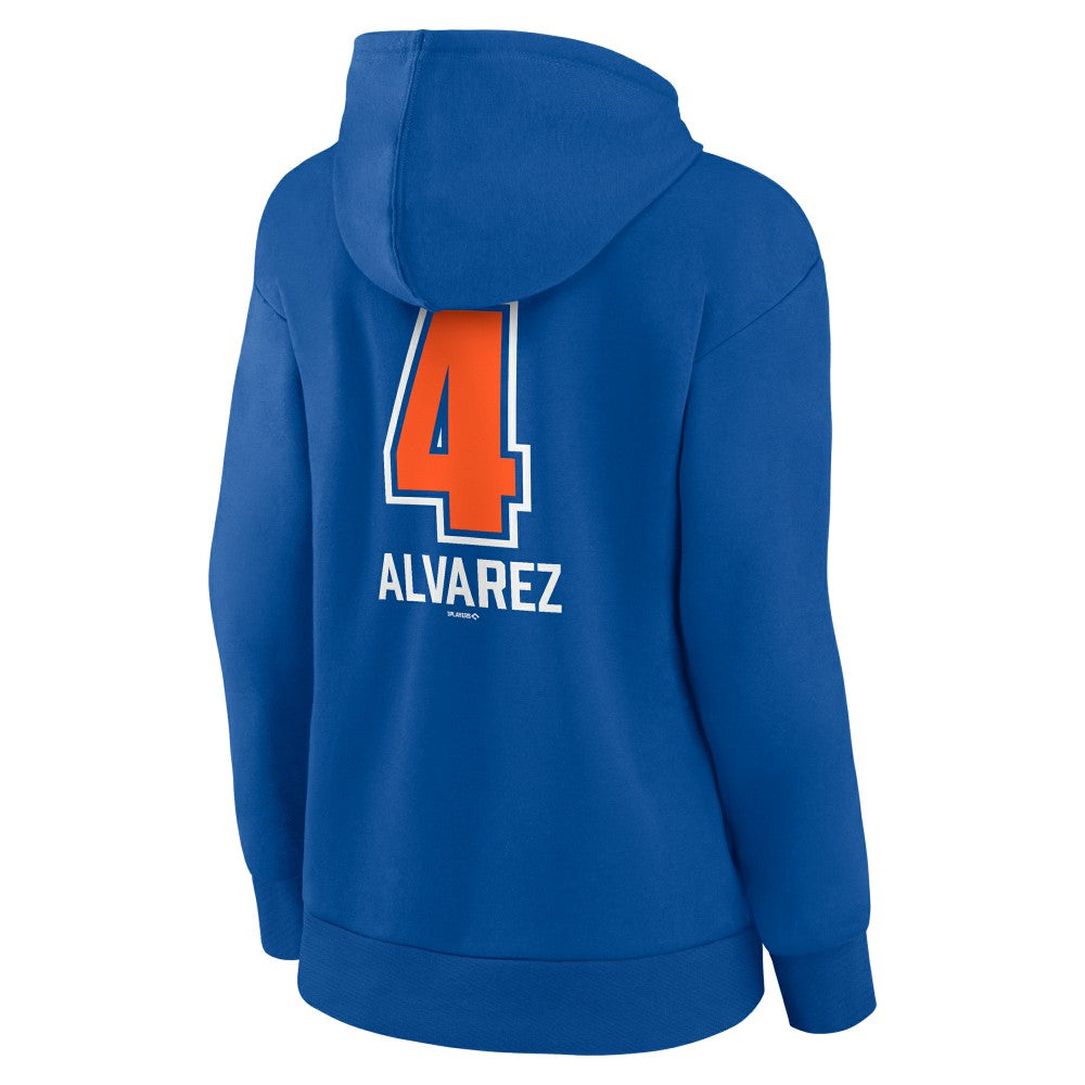Francisco Alvarez New York Mets Women's Fastball Player Name & Number Pullover Hoodie - Royal