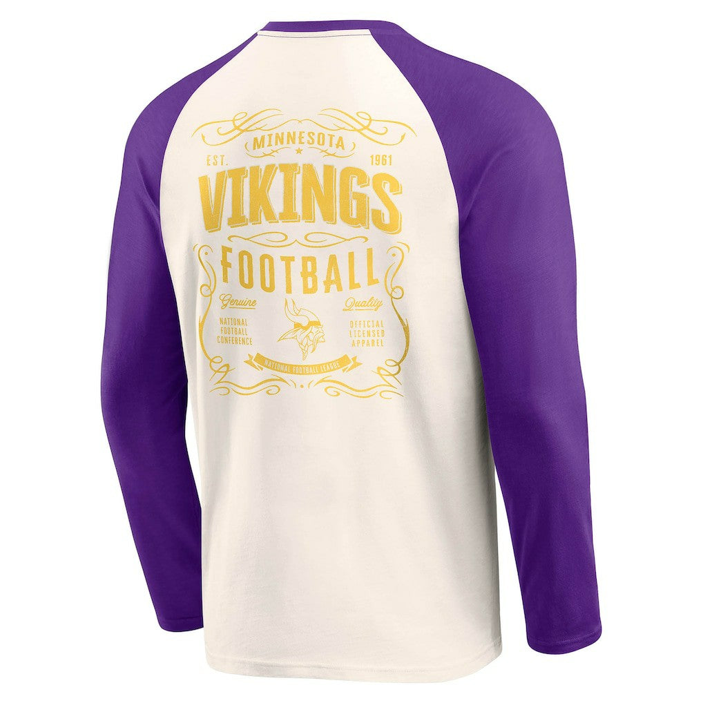 Minnesota Vikings Darius Rucker Collection Raglan Henley T-Shirt - Cream/Purple discount