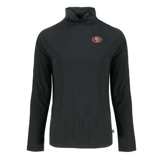 San Francisco 49ers Cutter & Buck Women's Coastline Epic Comfort Eco Recycled Funnel Neck Raglan Pullover Sweatshirt - Black for sale