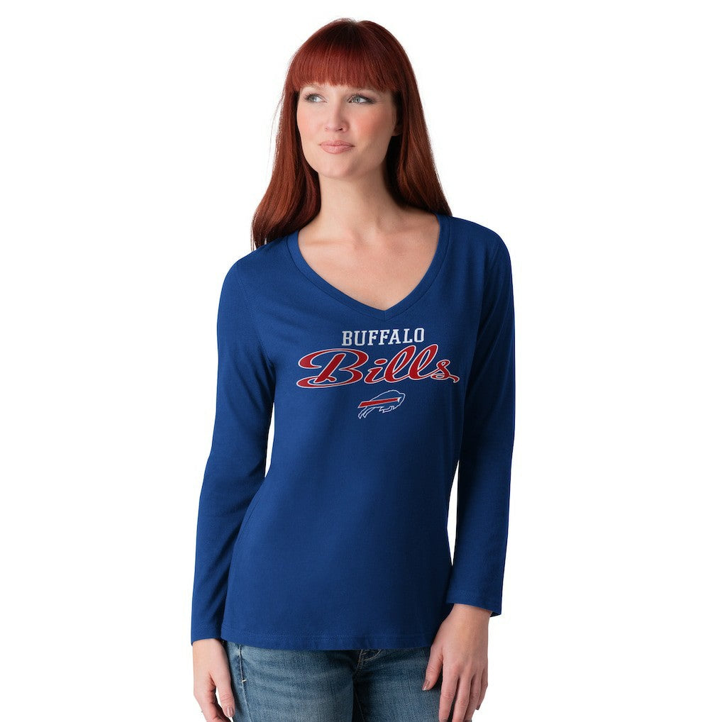 Buffalo Bills G-III 4Her by Carl Banks Women's Post Season Long Sleeve V-Neck T-Shirt - Royal discount