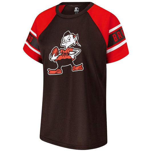 Cleveland Browns Starter Women's 1st Rounder Color Block Raglan Top - Brown outlet