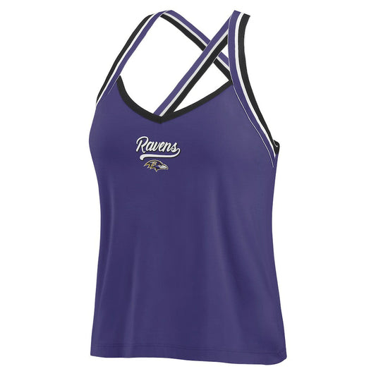 Baltimore Ravens WEAR by Erin Andrews Women's Cross Strap Tri-Blend Tank Top - Purple outlet