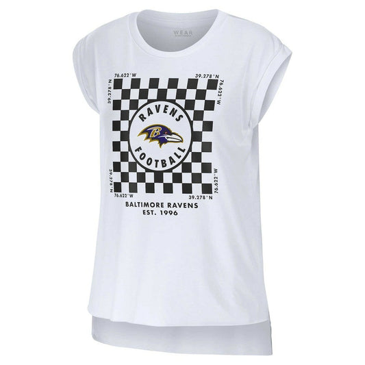 Baltimore Ravens WEAR by Erin Andrews Women's Checker Muscle Tank Top - White sale