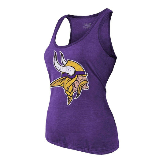 J.J. McCarthy Minnesota Vikings Majestic Threads Women's Name & Number Tri-Blend Scoop Neck Tank Top - Purple for sale