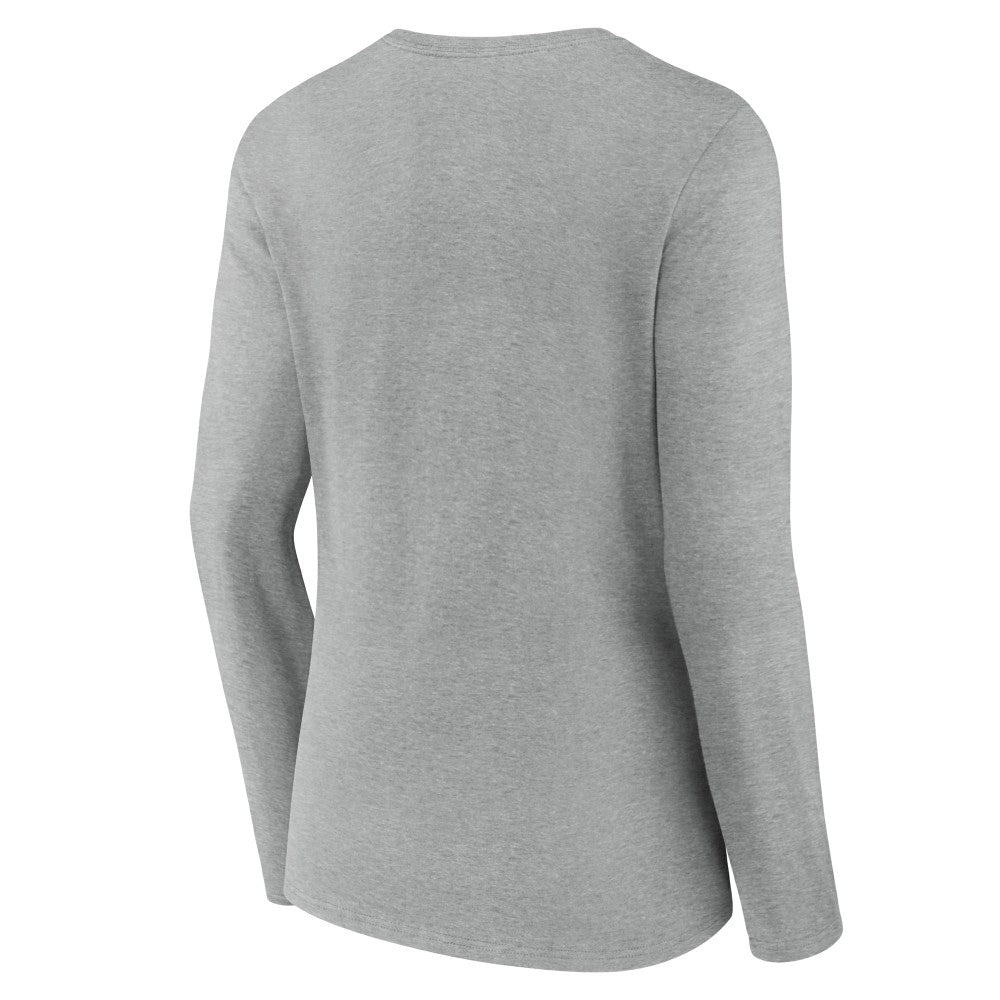 Cincinnati Reds Women's Fastball Long Sleeve V-Neck T-Shirt - Gray
