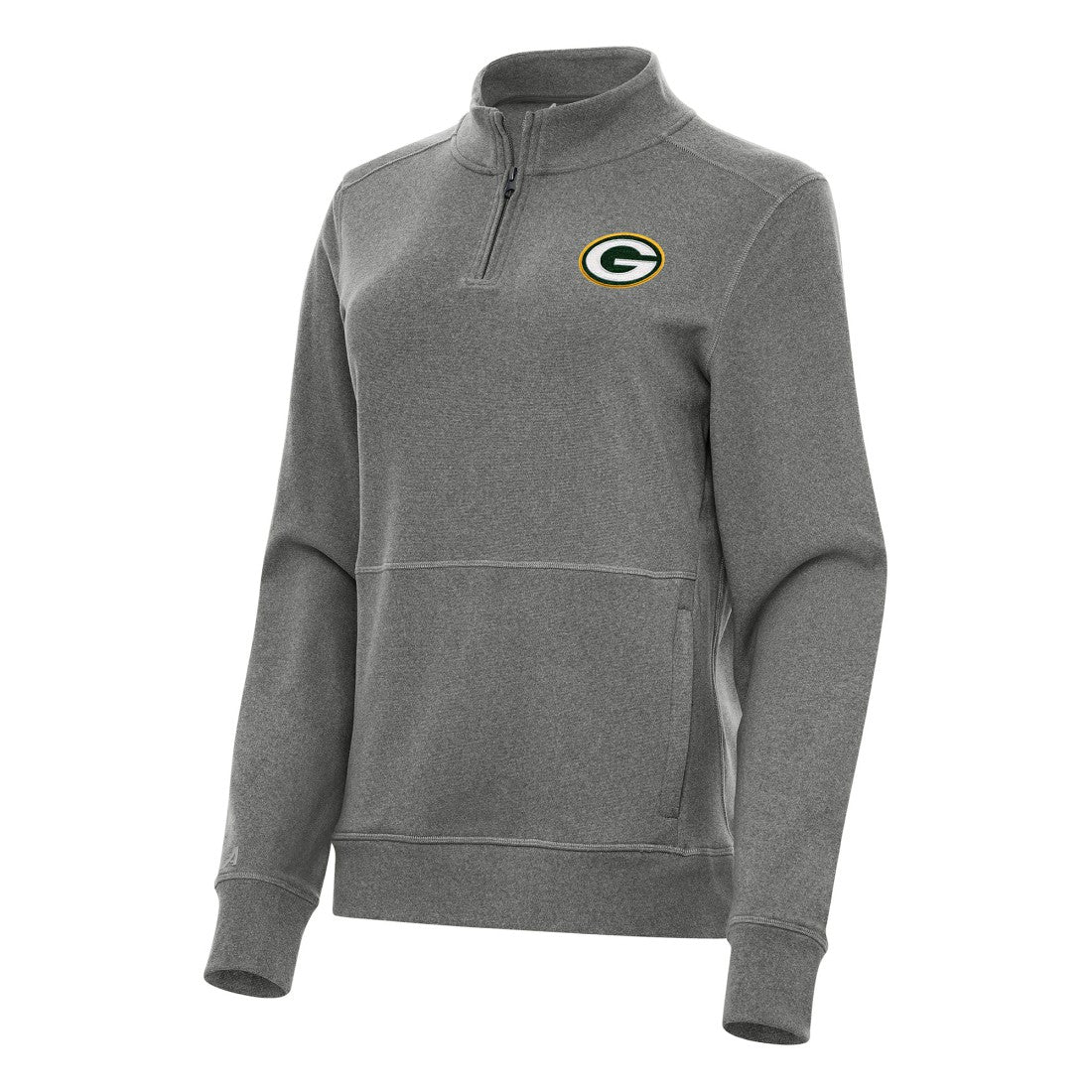 Green Bay Packers Antigua Women's Crush Quarter-Zip Jacket - Heather Black sale