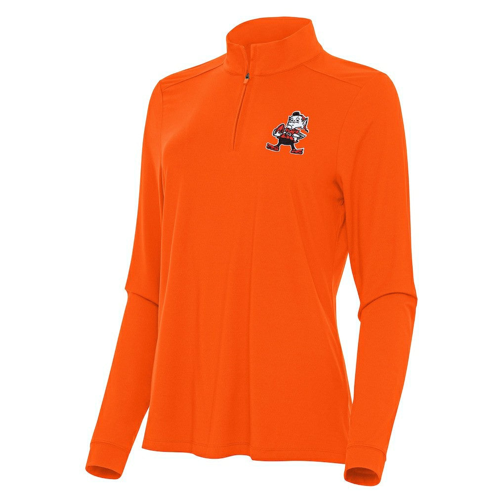 Cleveland Browns Antigua Women's Intent Quarter-Zip Sweatshirt - Orange for sale