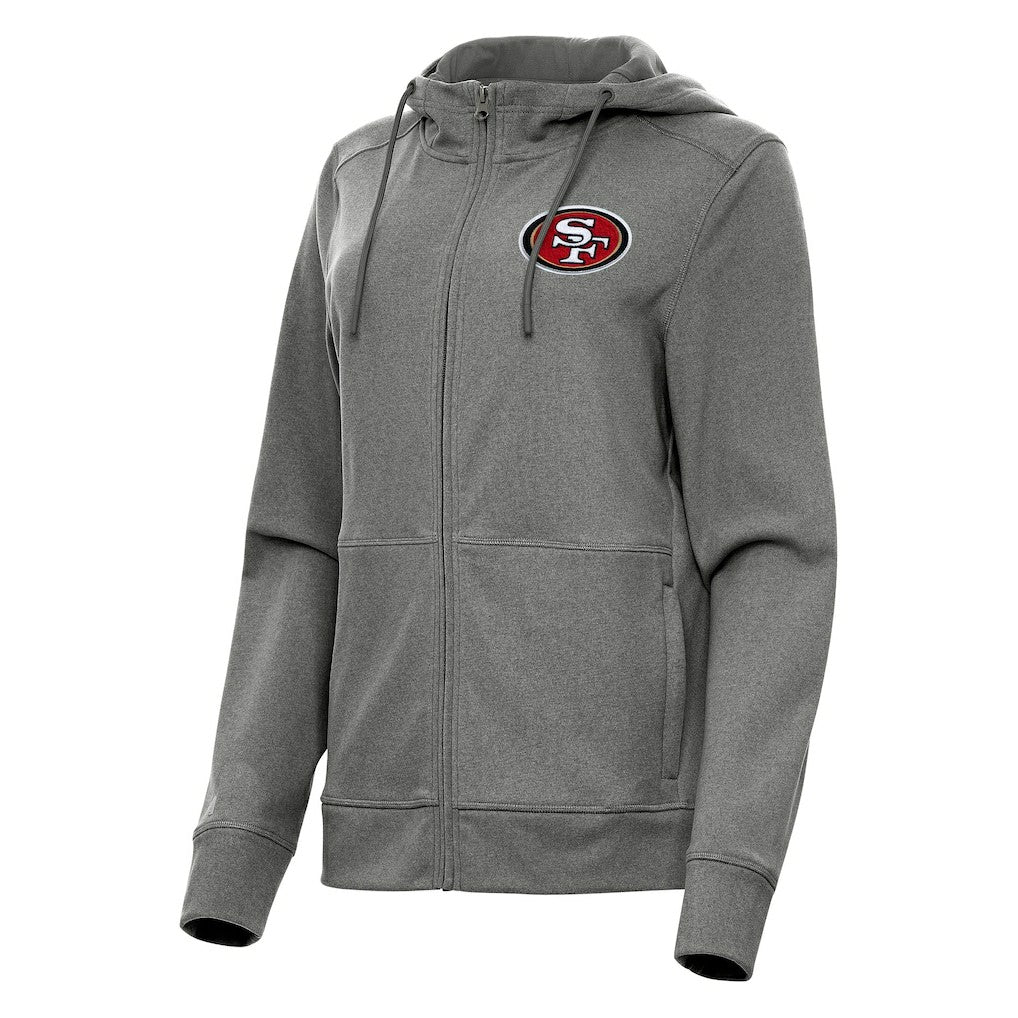 San Francisco 49ers Antigua Women's Seeker Full-Zip Hoodie Jacket - Heather Charcoal sale