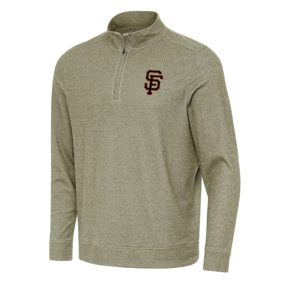 San Francisco Giants Antigua Subtle Quarter-Zip Sweatshirt - Heather Olive