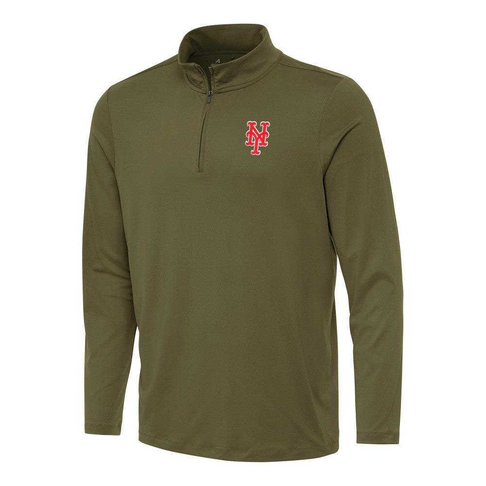 New York Mets Antigua Reprocess Quarter-Zip Top - Olive
