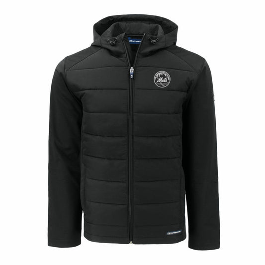 New York Mets Cutter & Buck Evoke Hybrid Eco Softshell Recycled Full-Zip Hooded Jacket - Black