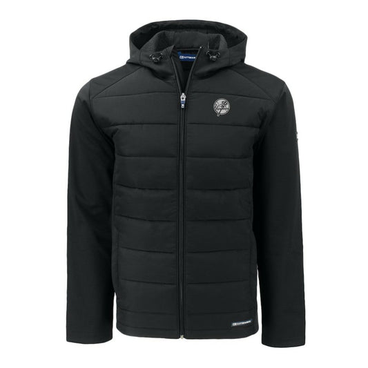 New York Yankees Cutter & Buck Evoke Hybrid Eco Softshell Recycled Full-Zip Hooded Jacket - Black