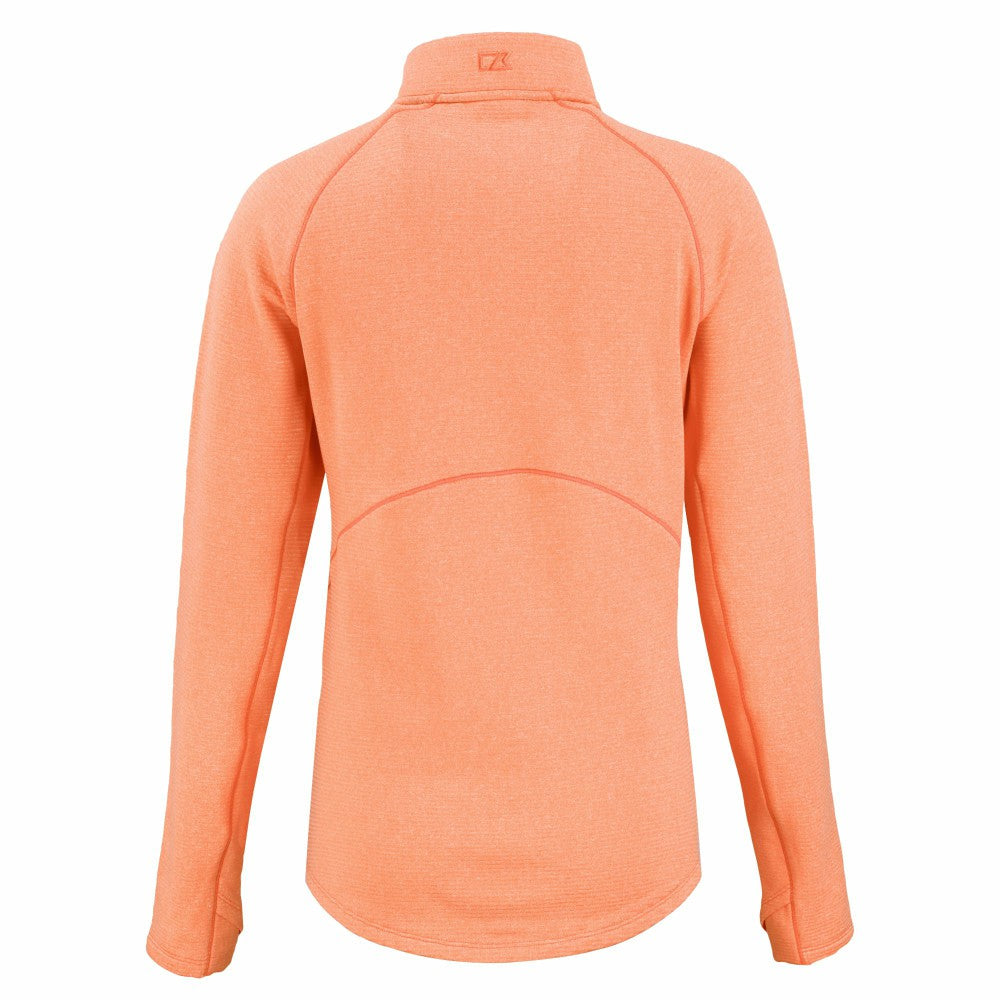 New York Mets Cutter & Buck Women's Peshastin Eco Fleece Recycled Raglan Half-Zip Top - Heather Orange