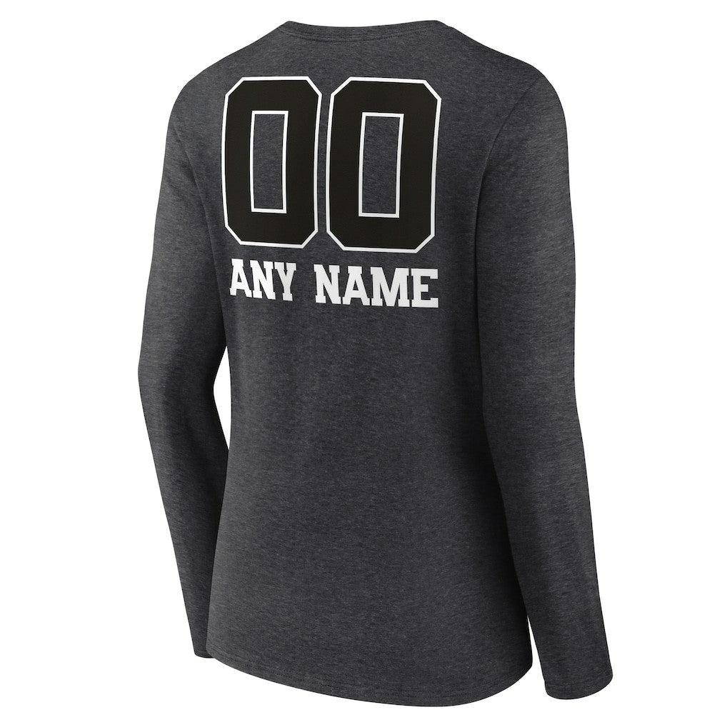Buffalo Bills Women's Personalized Name & Number Monochrome V-neck T-Shirt - Charcoal for sale