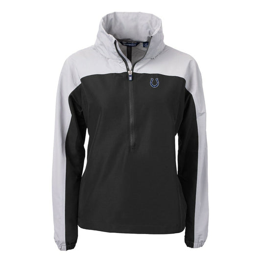 Indianapolis Colts Cutter & Buck Women's Charter Eco Recycled Half-Zip Hooded Anorak Jacket - Black on sale