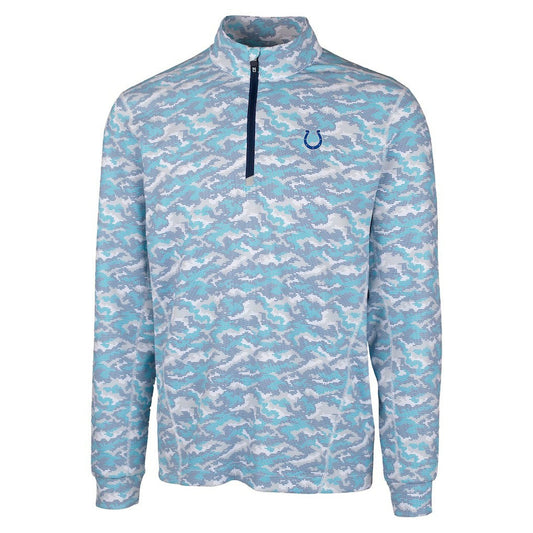 Indianapolis Colts Cutter & Buck Traverse Camo Print Stretch Quarter-Zip Pullover Top - Blue cheap